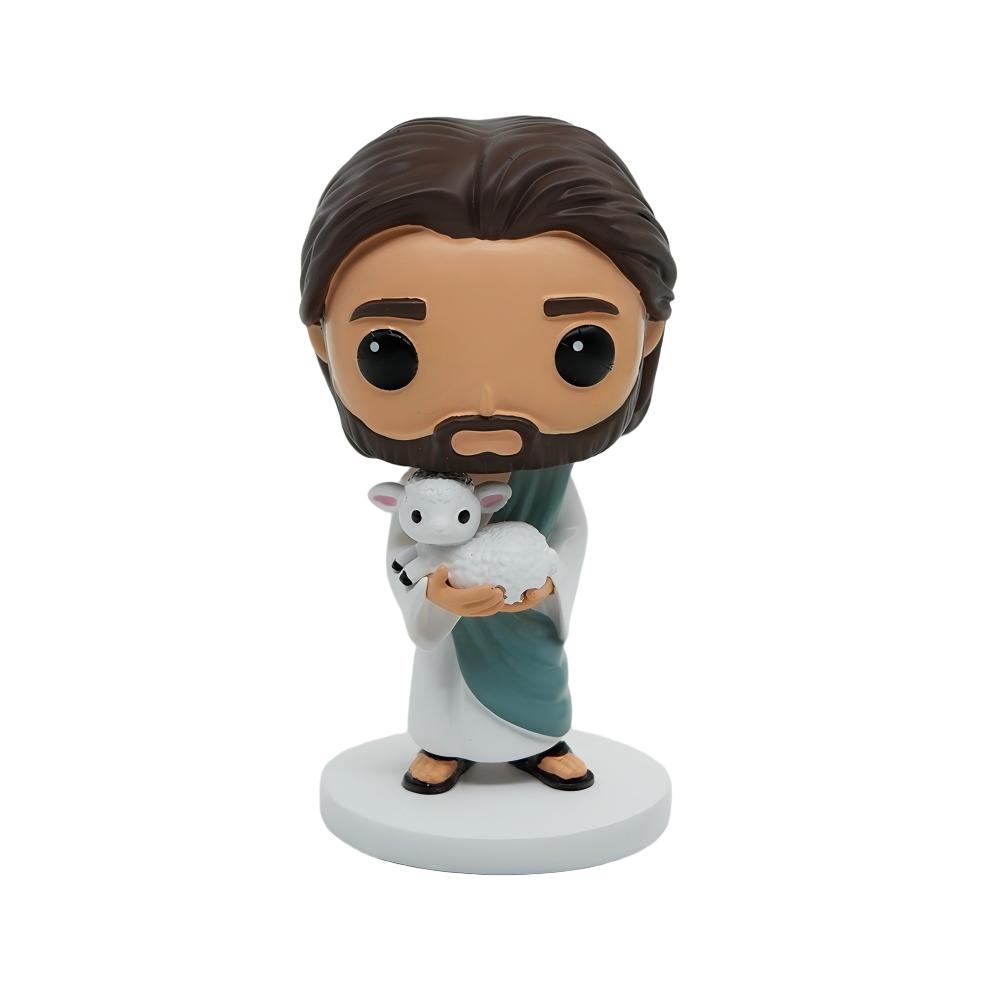 The Shepherd's Rescue - Jesus Holding Lamb, Hand-Painted 4.17" Resin Figurine