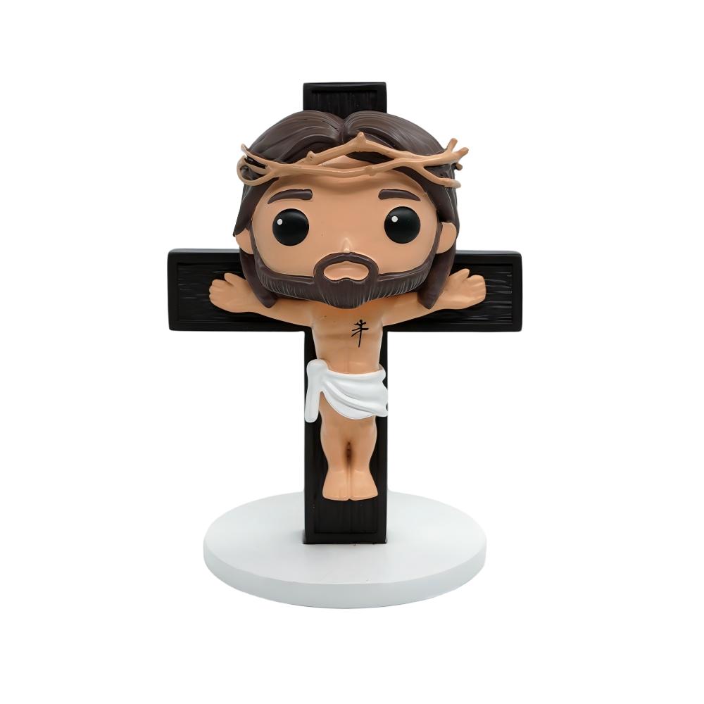 Calvary's Sacrifice - Jesus Crucifix, Hand-Painted 5.3" Resin Figurine