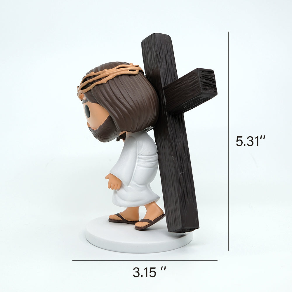 Via Crucis - Jesus Carrying the Cross, Hand-Painted 5.3" Resin Figurine