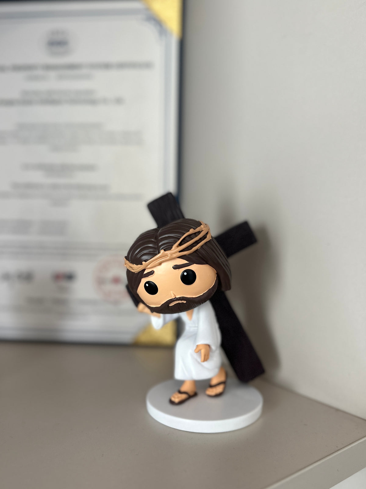 Via Crucis - Jesus Carrying the Cross, Hand-Painted 5.3" Resin Figurine