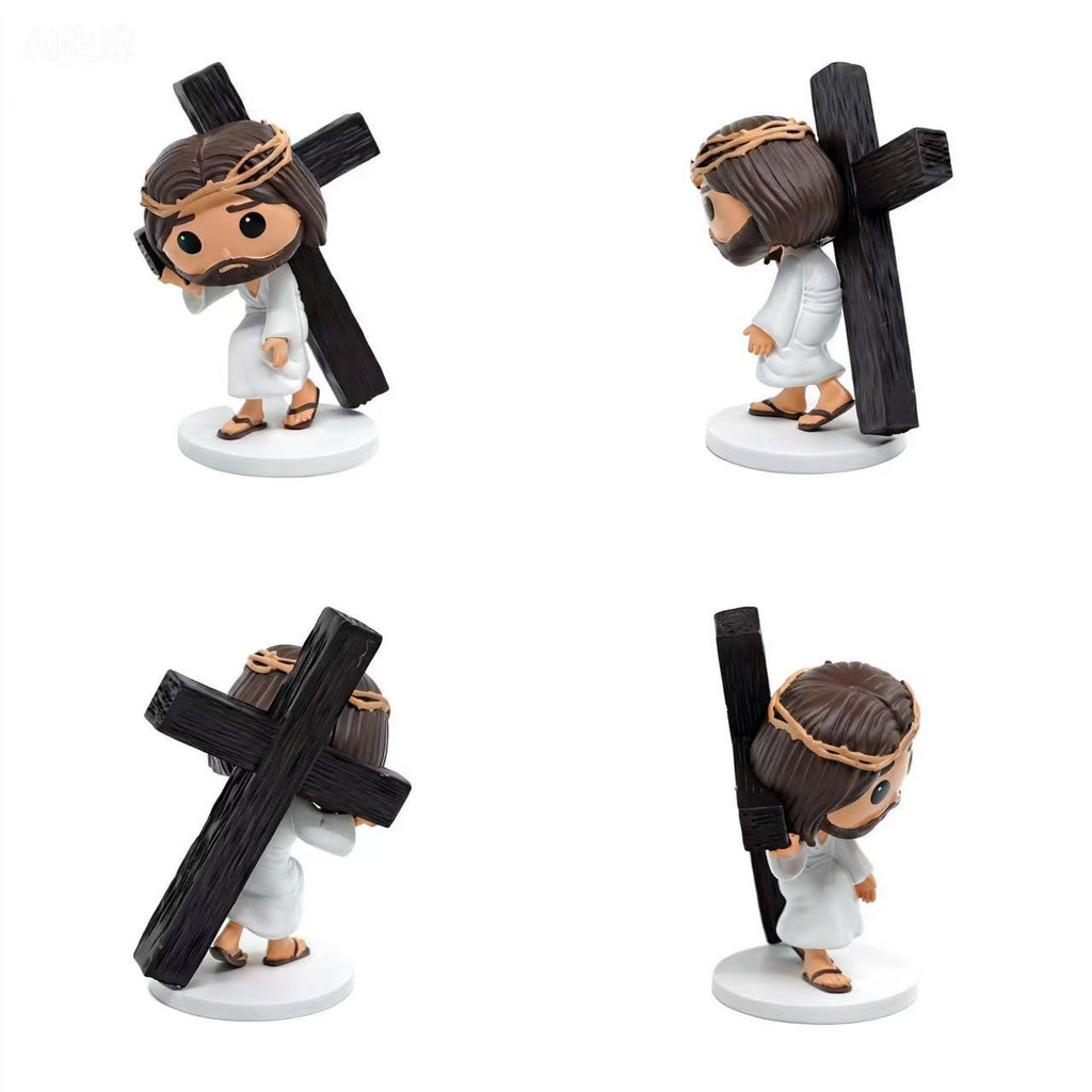 Via Crucis - Jesus Carrying the Cross, Hand-Painted 5.3" Resin Figurine