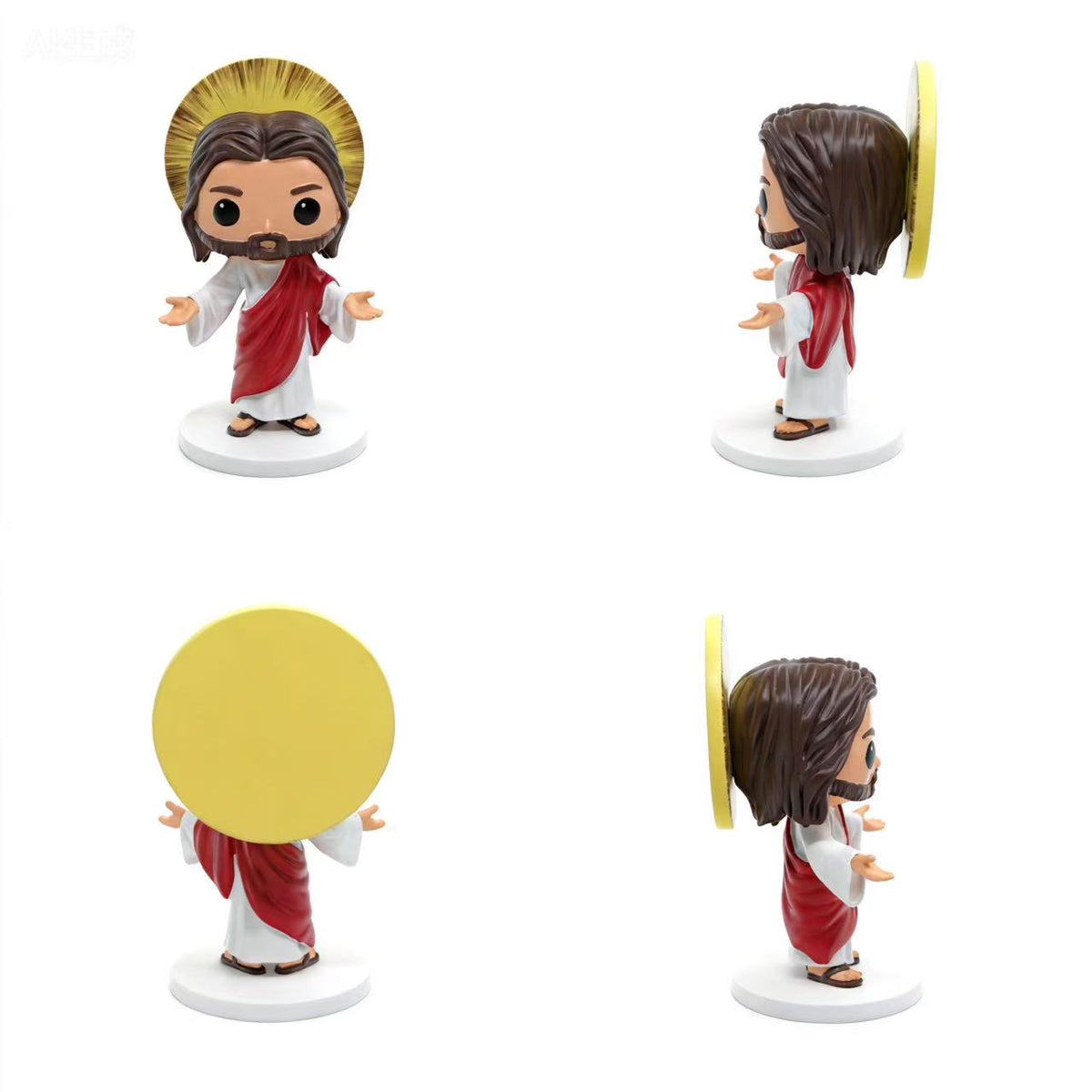 Glory's Embrace - Jesus Open Arms with Golden Halo, Hand-Painted 5.3" Resin Figurine