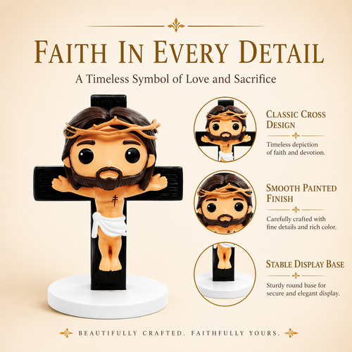 Calvary's Sacrifice - Jesus Crucifix, Hand-Painted 5.3" Resin Figurine