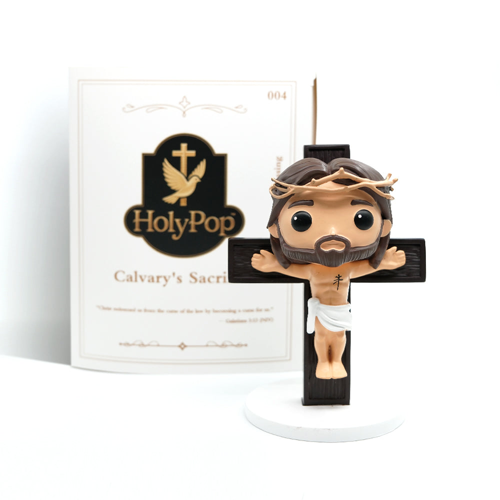 Calvary's Sacrifice - Jesus Crucifix, Hand-Painted 5.3" Resin Figurine