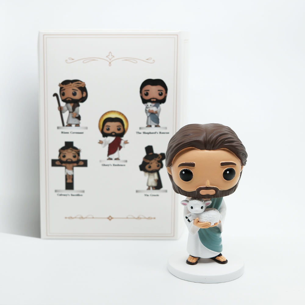 The Shepherd's Rescue - Jesus Holding Lamb, Hand-Painted 4.17" Resin Figurine