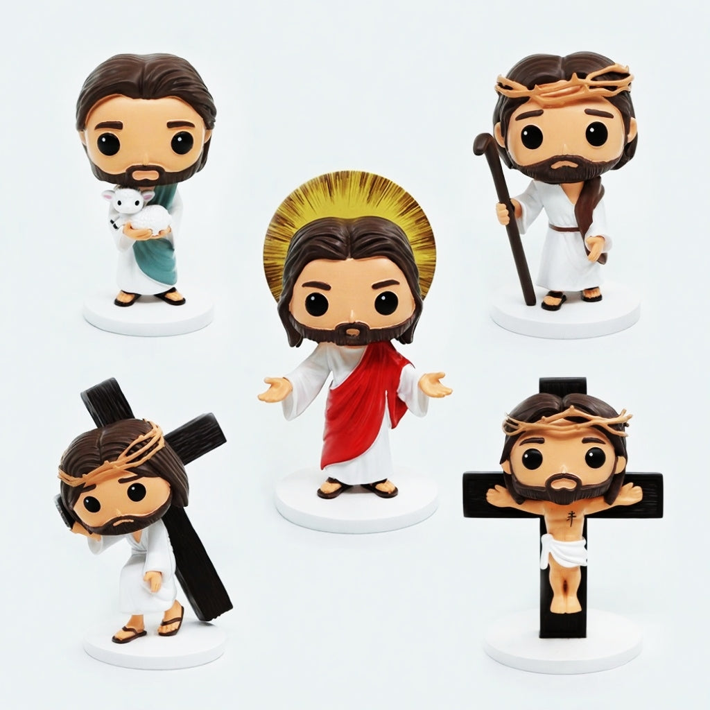Via Crucis - Jesus Carrying the Cross, Hand-Painted 5.3" Resin Figurine